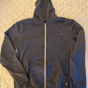 Vuori men's Dreamknit warm zip up hoodie in Navy Heather